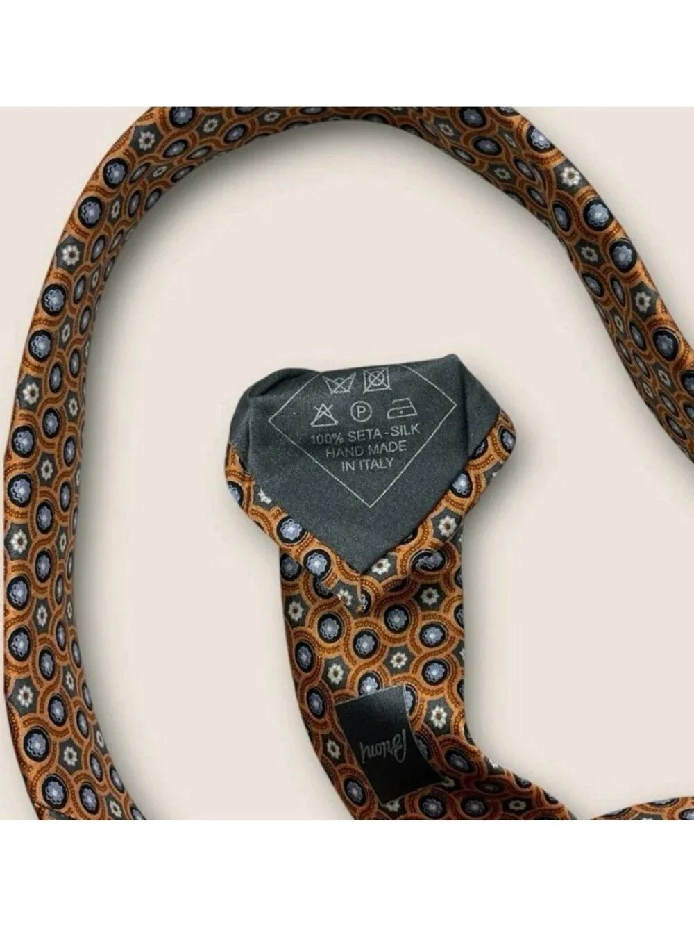 BRIONI Silk Tie ITALY Brown Gray Blue Geometric Floral W:3.6